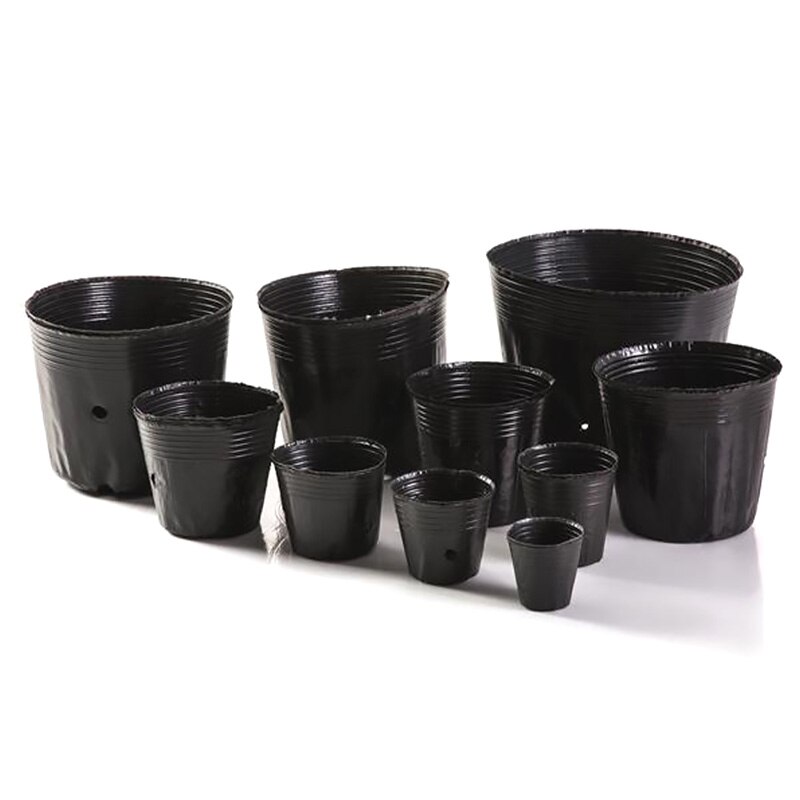 100 pçs jardim preto plástico crescer pote nutrição tigela copo de mudas varanda jardim plantador casa decoração mudas vaso