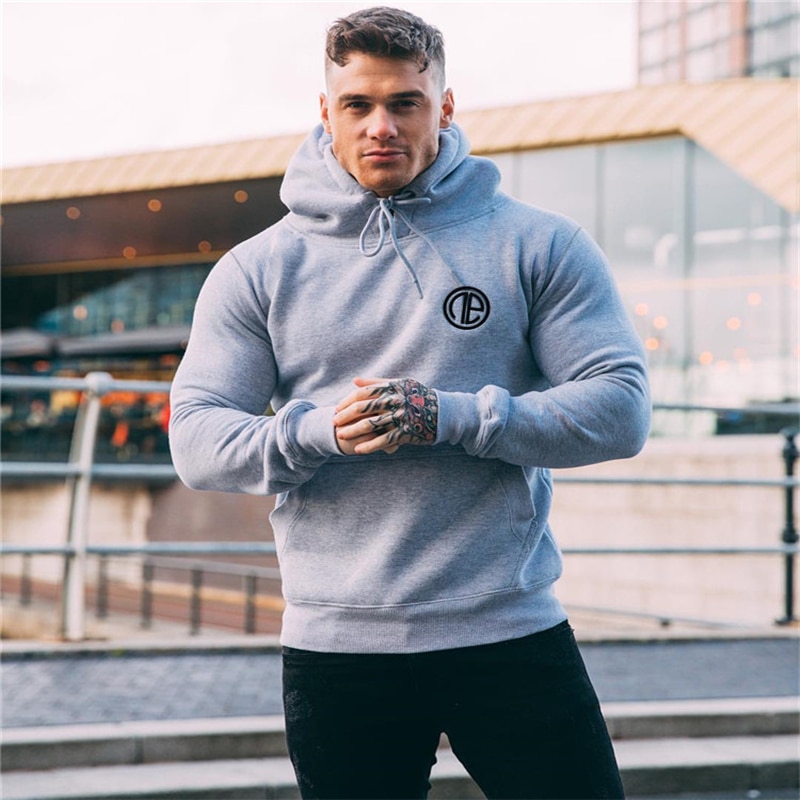 Män gym hoodies gym fitness bodybuilding sweatshirt sportkläder man träning huvjacka kläder