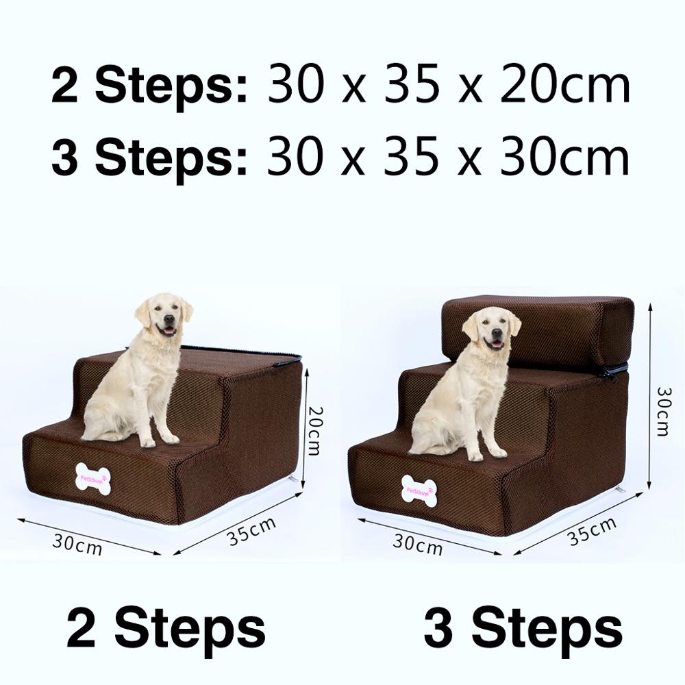 Hond Trap Hond huis Ademend Anti-slip Verwijderbare Huisdier Bed Trappen Hond Oprit 2 Stappen Ladder voor Kleine Honden лестница для собак: C / 3 Steps