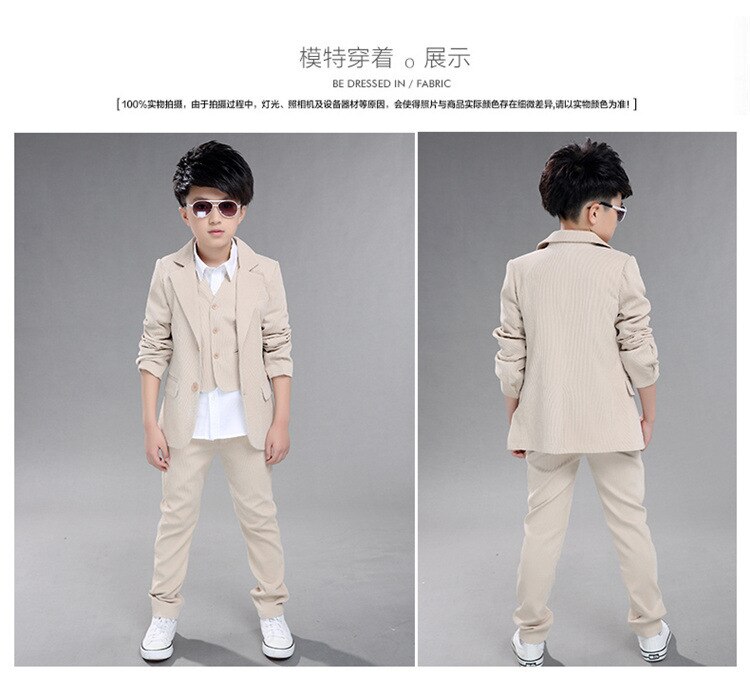 Kind Pak Corduroy Jongen Kleding Slim Wedding Suits Voor Jongens Wit En Blauw 5T-12T