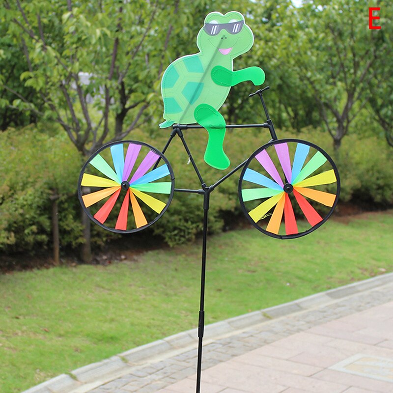 Rabbit Bee Tiger on Bike DIY Windmill Animal Bicycle Wind Spinner Whirligig Garden Lawn Decorative Gadgets Kids Outdoor Toys