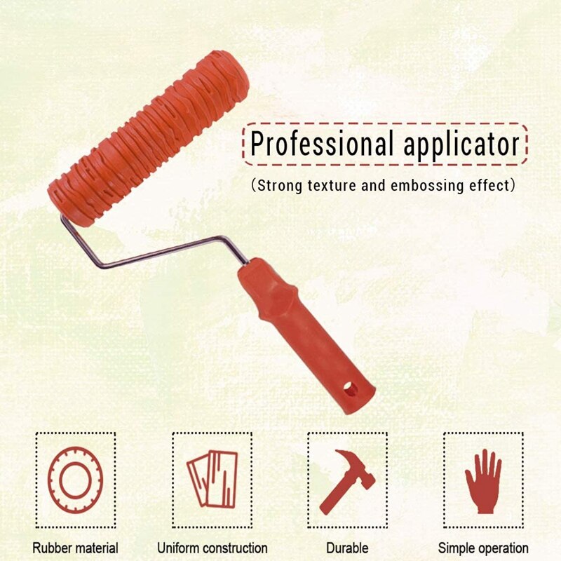 2Pcs Houten Patroon Schilderen Roller Graining Schilderen Tool Met Handvat, Reliëf Crack Art Rubber Textuur Roller