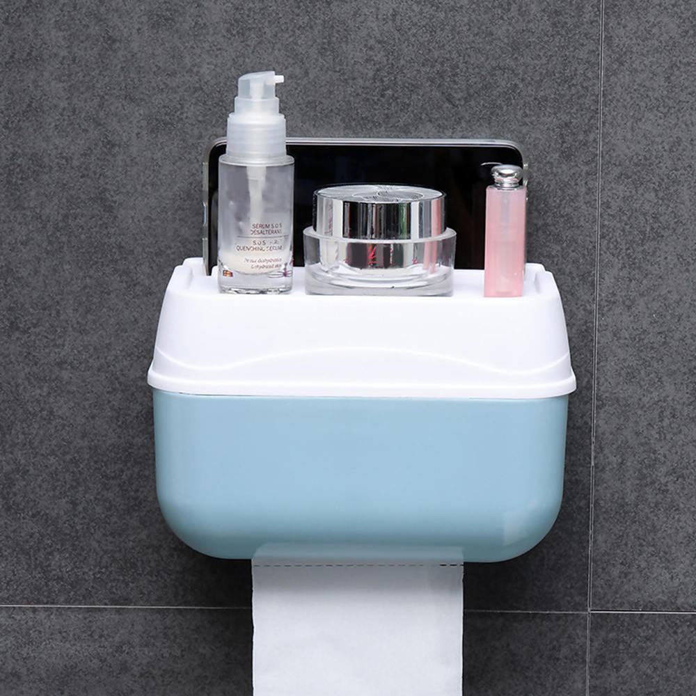 Bathroom Waterproof Tissue Box PP Bath Toilet Paper Holder Wall Mounted Paper Storage Box Double Layer Dispenser