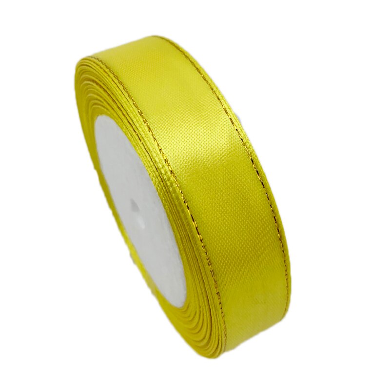 (25 Yards/rolle) 20mm Satin Band Gold Rand Verpackung Handmade DIY Band Rolle: YELLOW