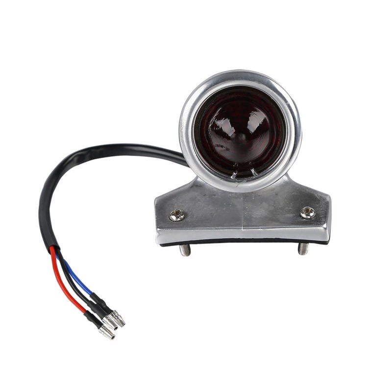 Feu arrière pour moto, Style Vintage, feu de frein pour Harley Davidson Bobber Chopper, Chrome/noir, 12V