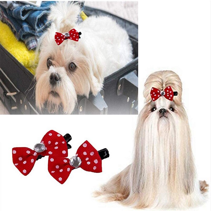 Horquilla para mascotas hecha a mano, Mini lazos, horquilla para perros pequeños, cinta de Yorkshire para cachorros, lazos coloridos, pinzas para el pelo, accesorios de aseo para perros