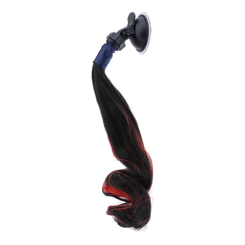 Motorcycle Hand-made Helmet Hair Wig Braids Ponytail DIY Helmet Mohawk Hair Motorcycle Helmet Wig Curly Hair For Motorbike Hemet: Black Red30cm