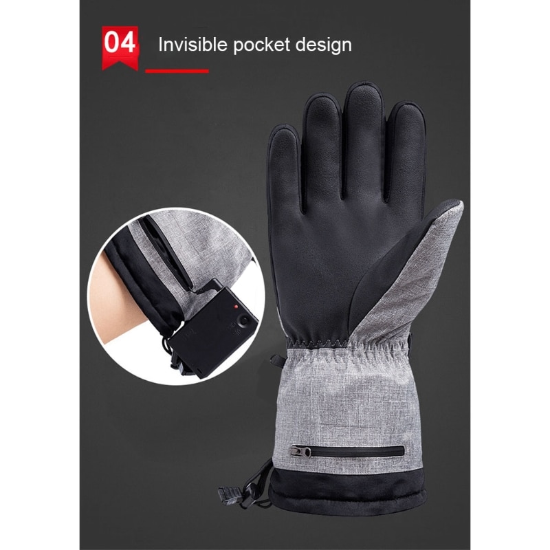 Winter Outdoor Heated Gloves Three-speed Thermostat Warm and Cold-proof Electric