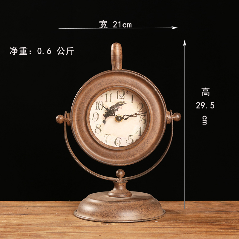 Retro Wrought Iron Desk Clock Home Desktop Distressed Pendulum Clocks Living Room Clocks and Clocks Home Furnishings: A