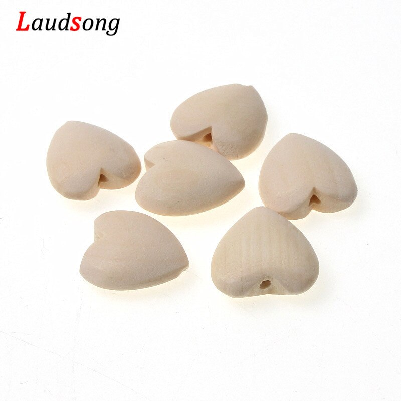 10 sztuk/partia 22mm naturalne wielokolorowe serce urok drewniane koraliki robić tworzenia biżuterii Diy naszyjnik bransoletka biżuteria zroszony: naturalny