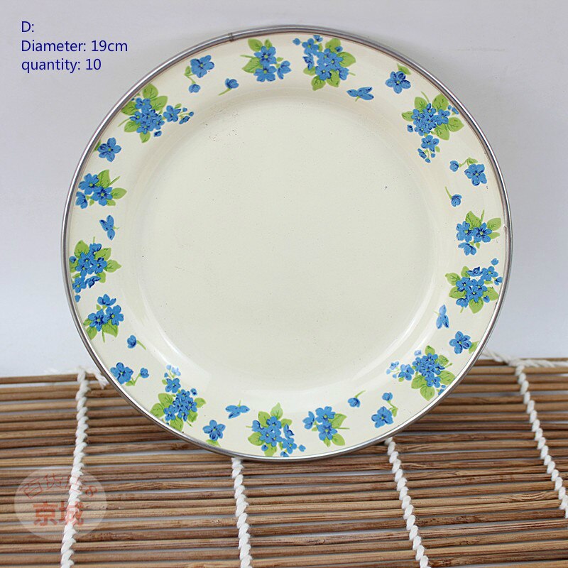 Enamel plate, enamel Western dish, Chinese enamel plate. 10 pieces / 1 package.: D