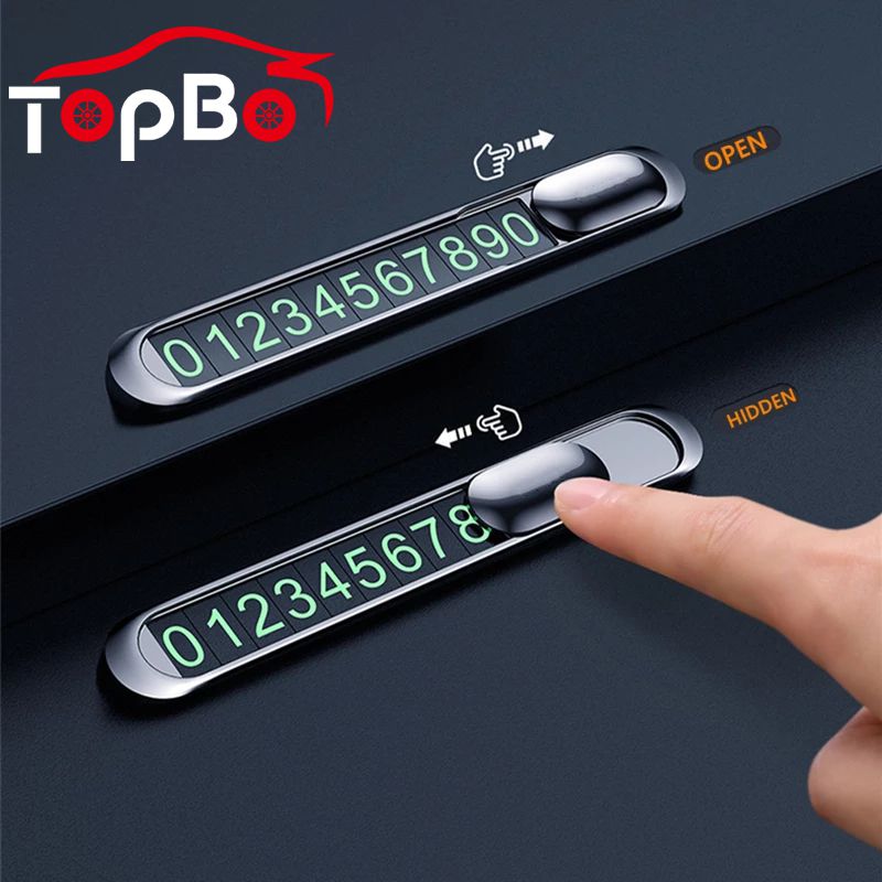 Hidden Car Styling Metal Alloy Texture Temporary Parking Card Auto Phone Plate Telephone Number Card Car Self-adhesive Sticker