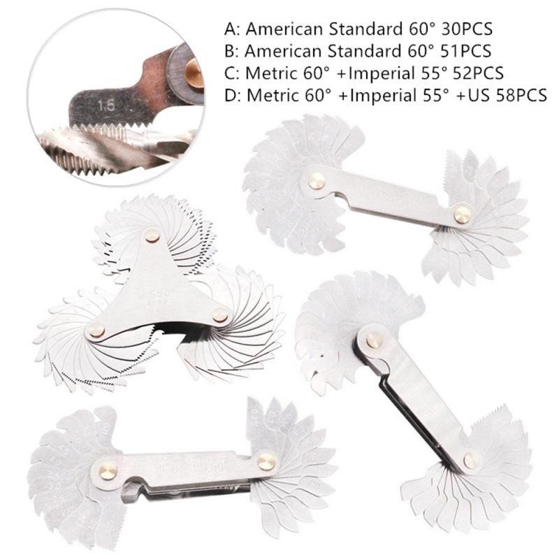 neue 30/51/52/58PCS 60/55 ° Gewinde Mess Gage Gauge Edelstahl Metrische Kaiser UNS Schraube Pitch Gewinde Stecker Gage