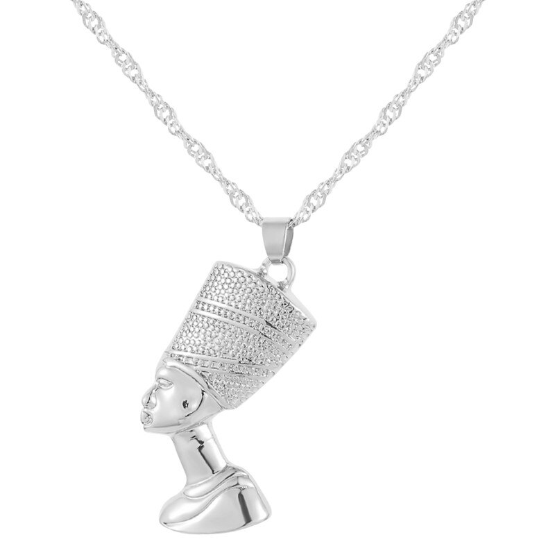 Ancient Egyptian Queen Nefertiti Pharaoh Pendant Necklace Gold Color for Women Men Jewelry Gold Silver Color Hip Hop Jewellery: XL1706