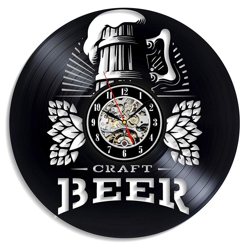 3D Horloge Een Fles Bier Vintage Vinyl Wandklokken Bier Vinyl Record Wandklok Modern Decoratieve Bar Thuis decor: Style 6