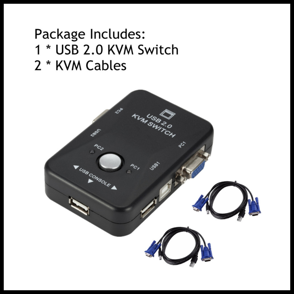 Grwibeou USB KVM Switch 2 Port VGA SVGA Switch Box USB 2.0 KVM Mouse Switcher Keyboard 1920*1440 VGA Splitter Box Sharing Switch: Product C