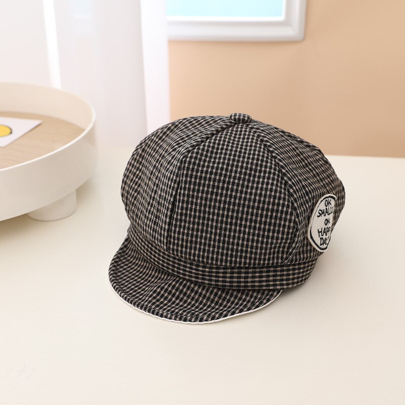 2022 Summer Cute Baby Boys Hats Classic Plaid Baseball Caps Boys Cotton Soft Berets Newborn Visor Hats Kids Accessories: Black