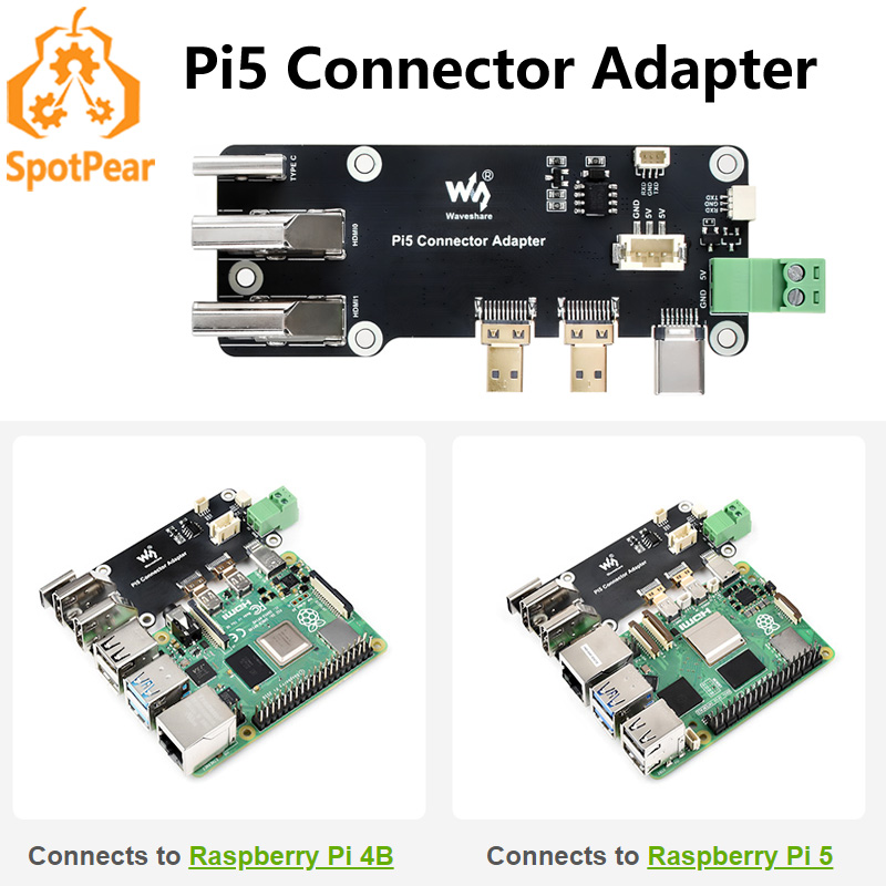 Raspberry Pi 5/4B Adapter Micro HDMI to HDMI 4K All Ports To Pi's USB Side Adapter Board HAT for PI5