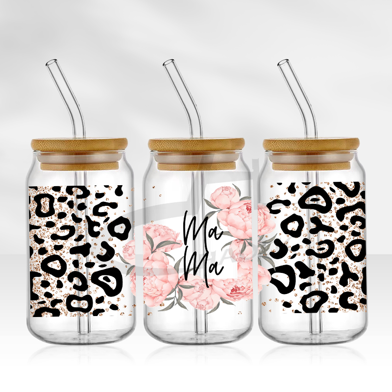 Envolturas de copa UV DTF, transferencias, del Día de la madre, pegatina para mamá, transferencia de hierro para lata de vidrio, libbey de 16oz: XL / Plata