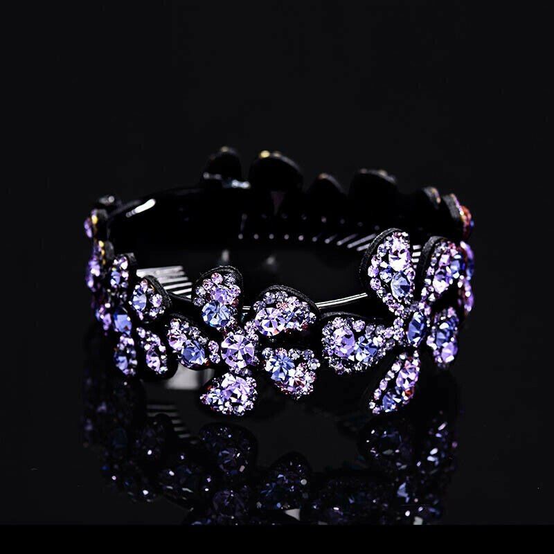 Di cristallo Del Rhinestone Artiglio Coda di Cavallo Bun Holder Pettine Dei Capelli Della Forcella di Modo Posticci Regalo Dei Monili Delle Donne Delle Ragazze di Capelli del Copricapo della Clip: Light Purple