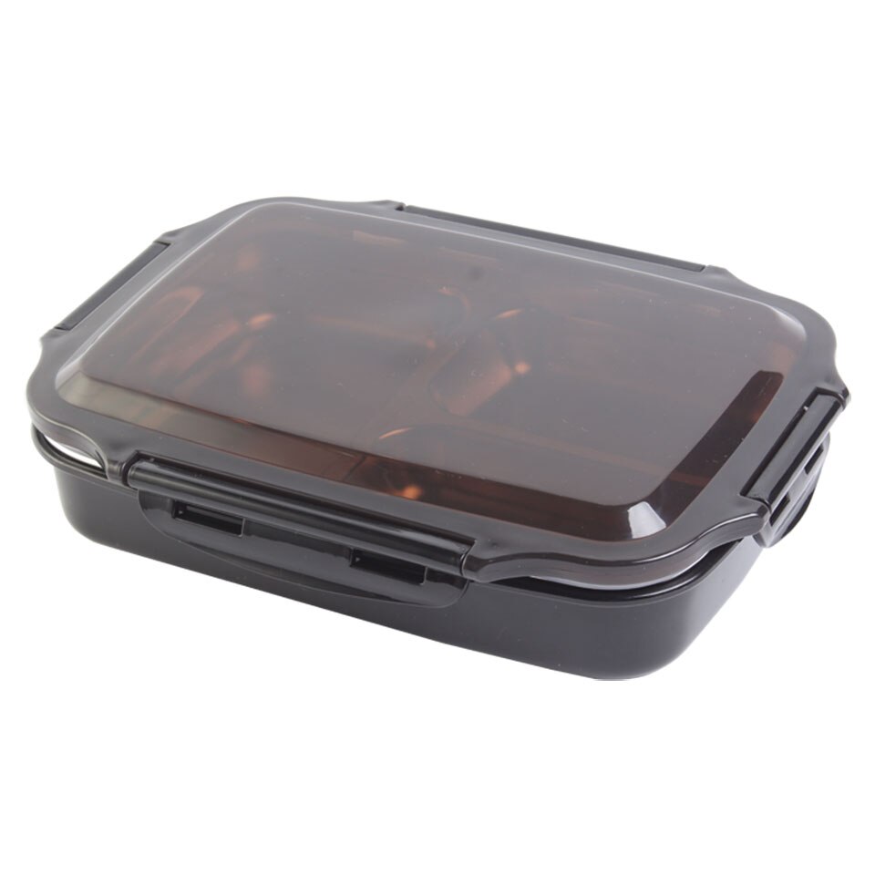 Stainless Steel Lunch Box Boiling Water Heated Food Container School Canteen Office Bento Box Kids Meal Prep Microwavable + Bag: Black / 3