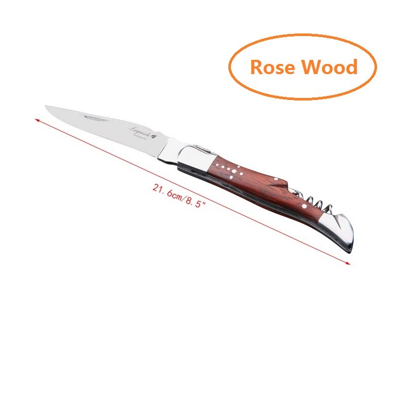 Laguiole saca-rolhas abridor de vinho faca punho de madeira sommelier cerveja pode abridores de garrafa folha de aço inoxidável cortador utensílios de cozinha: Rose Wood