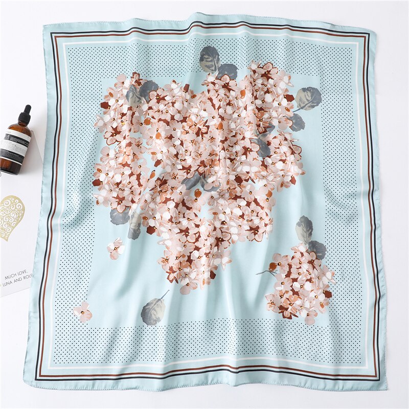 Zomer zijden haarbanden voor dames, sjaals met bloemenprint, foulards, hoofddoeken, bandana's en stropdassen: Fj290-1