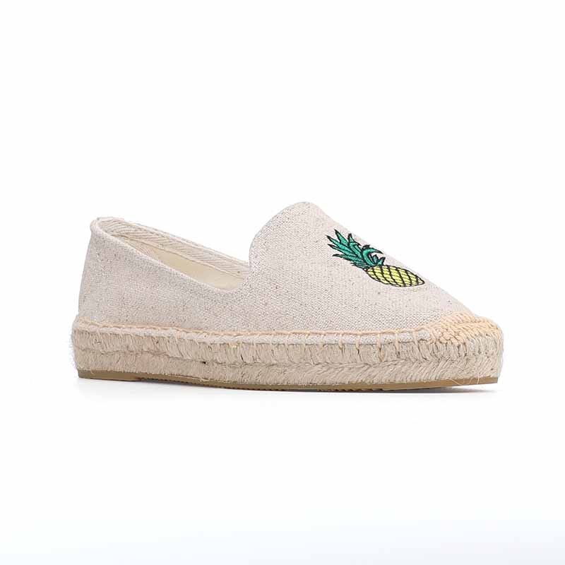 Flat Platform Woman's Slip On Flats Footwear Woman Embroidery Denim Womens Casual Espadrilles Shoes Hemp Canvas