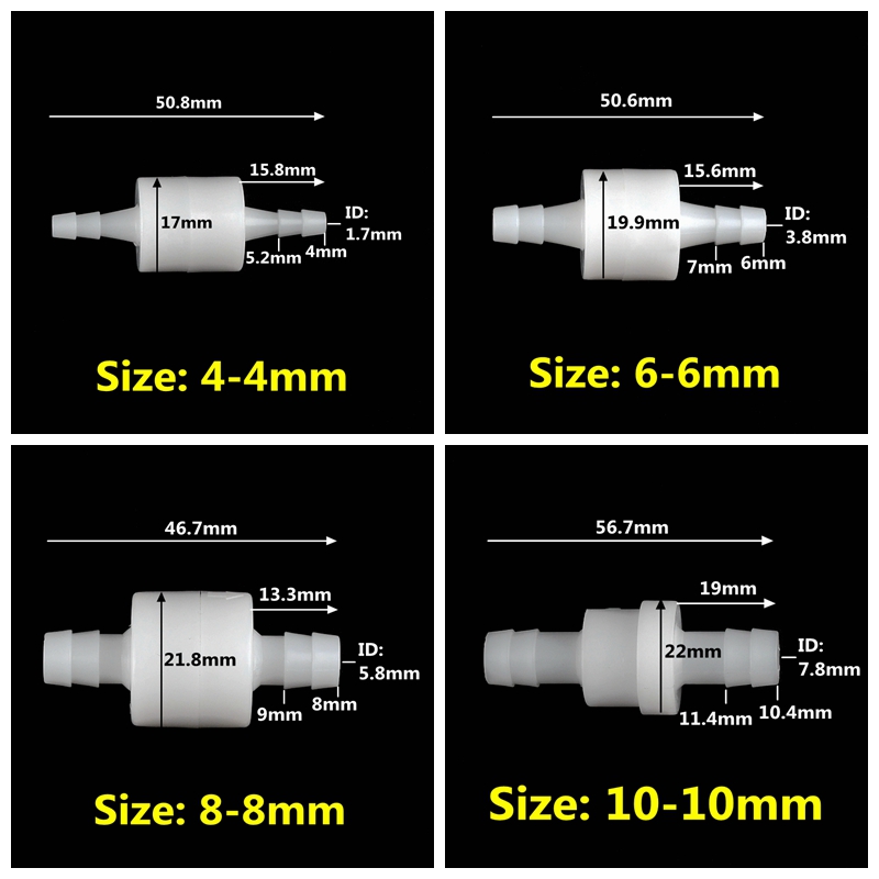 1Pcs 4/ 6/ 8/10/12mm Plastic One Way Inline Check Valve Gas Air Liquid Water Fluids Valve Aquarium Soft Pipe One-way Valve
