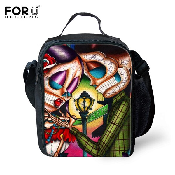 FORUDESIGNS Thermal Insulated Lunch Bag For Women Men Boys Girls 3D Skull Insulation Lunch Box Picnic Food Cooler Lunchbox Bolsa: C634G