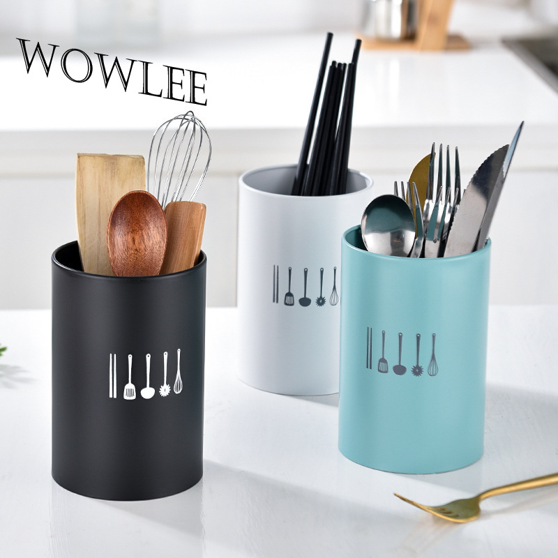 Stainless Steel Cutlery Holder Drainer Rack Home Kitchen Round Chopsticks Storage Tube Spoon Fork Organizer Shelf Spoon Holder