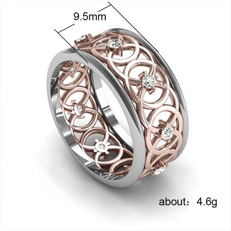 Huitan Come Ring Band Fancy Cross C Two-Tone Ring For Women Hollow Out Pattern Jewelry Factory Direct