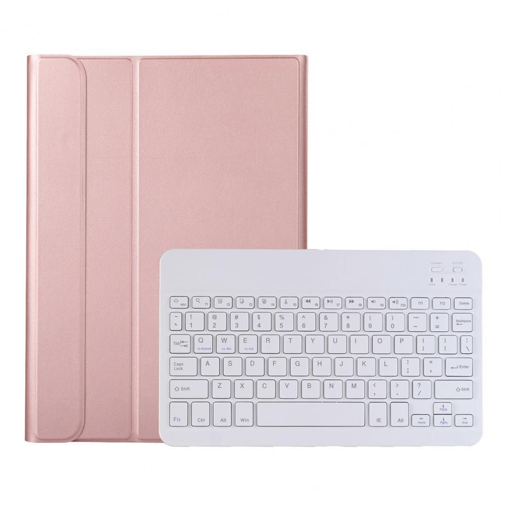 Bluetooth-compatible Keyboard Case Ultra Thin Wireless Keypad Case for Samsung Tab A8 SM-X205/X200: Rose Gold
