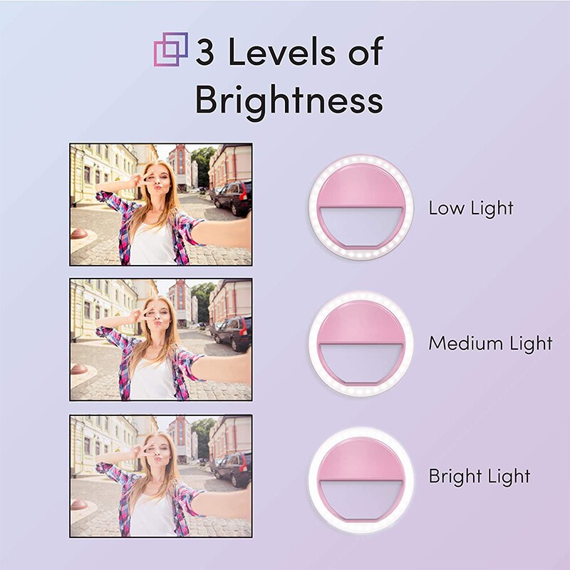 Universal Selfie Lamp Mobile Phone Lens Portable Flash Ring LEDS Camera Luminous Ring Clip Light For Xiaomi iPhone XS 11 Plus