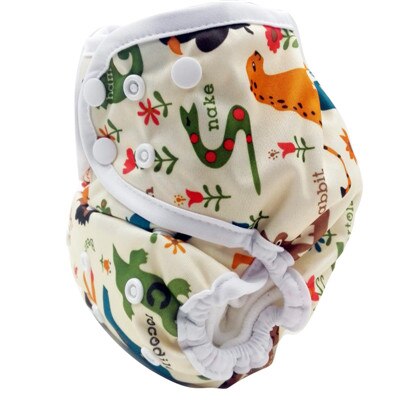 PORORO all in one baby cloth diaper with bamboo inserts, waterproof PUL AIO size adjustable nappies with white color binding: N21-2
