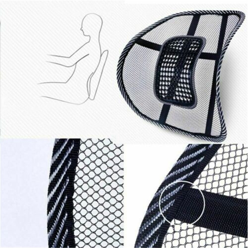 1 unidad de respaldo Lumbar de malla, cojín, Corrector de postura de asiento, coche, silla de oficina, suministros para el hogar