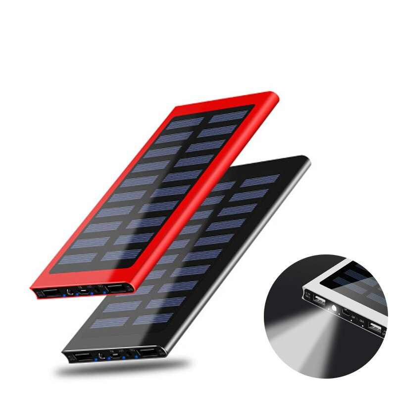 Solar Power Bank Portable Mobile Power Bank Fast Charging 30000mAh External Battery Smartphone LED Lighting Waterproof Battery