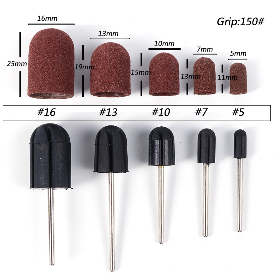 1pc taille mixte clou foret ensemble UV vernis nettoyage ongles limes 150 bandes de ponçage bloc casquettes électrique manucure Art outils BE725