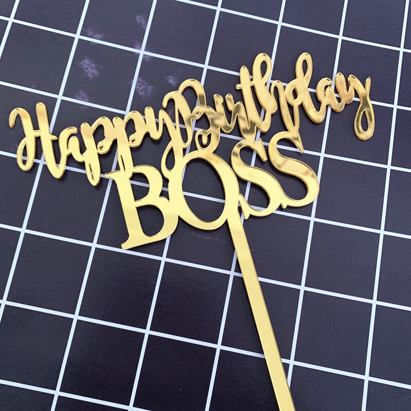Acrylic Happy Birthday Boss Cake Topper Adult Party Favors Baking Decorating Supplies Decorations Cake Toppers: Default Title