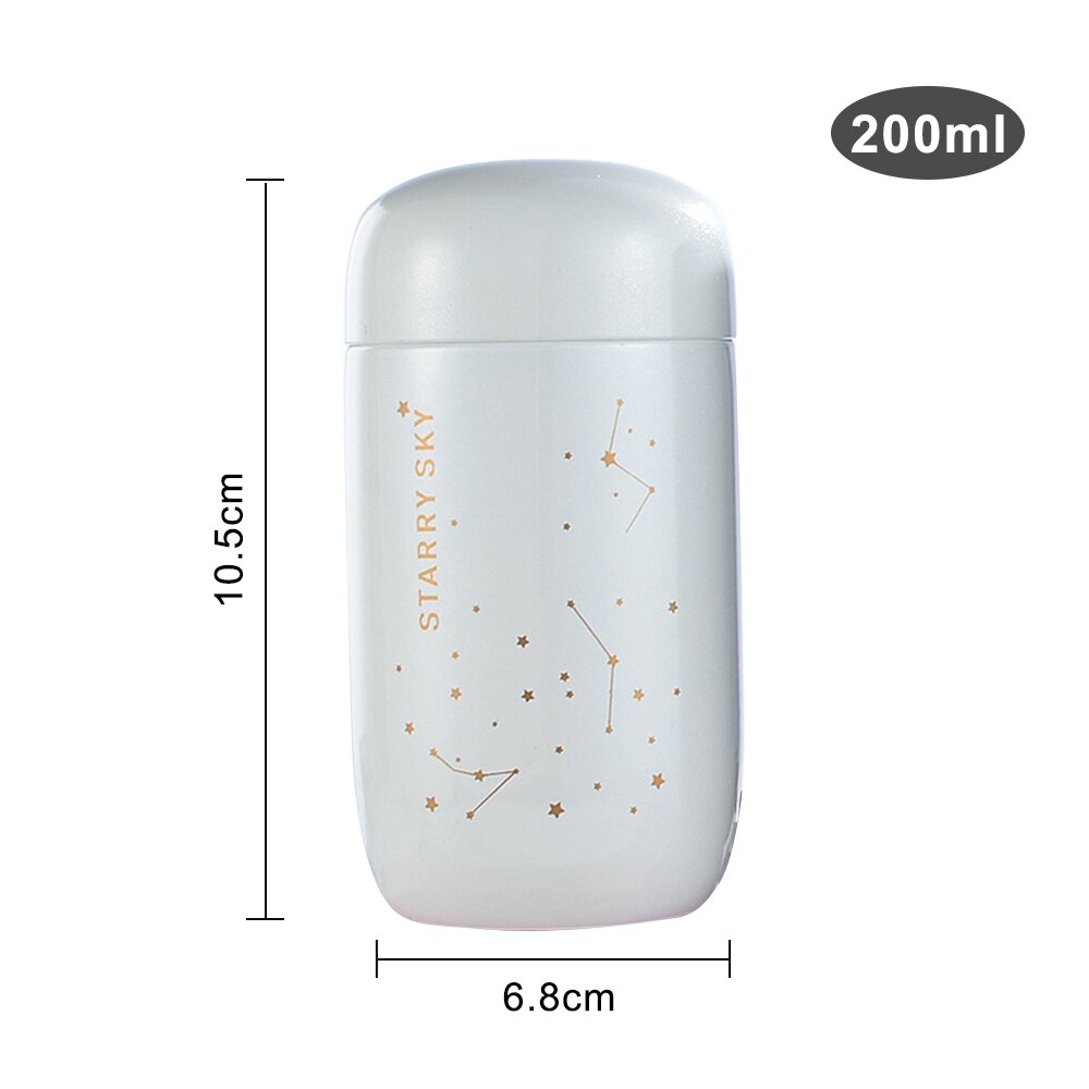 Termosflaske stjerneklar himmel mini liten kapasitet lekkasjetett kaffekrus 304 rustfritt stål vakuumkolbe 200ml termoflaske