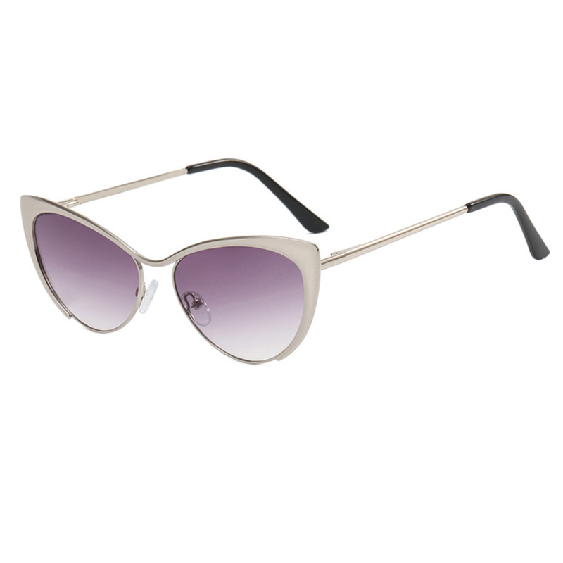 Shauna Anti-Blauw Licht Mode Vrouwen Cat Eye Optische Brilmonturen Lente Hinger Metalen Gradiënt Zonnebril UV400: GRIJS