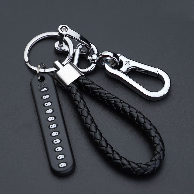 Anti-Lost Car Key Pendant Split Rings Keychain Phone Number Card Keyring Auto Vehicle Key Chain Car Outdoor Climbing Accessories: A