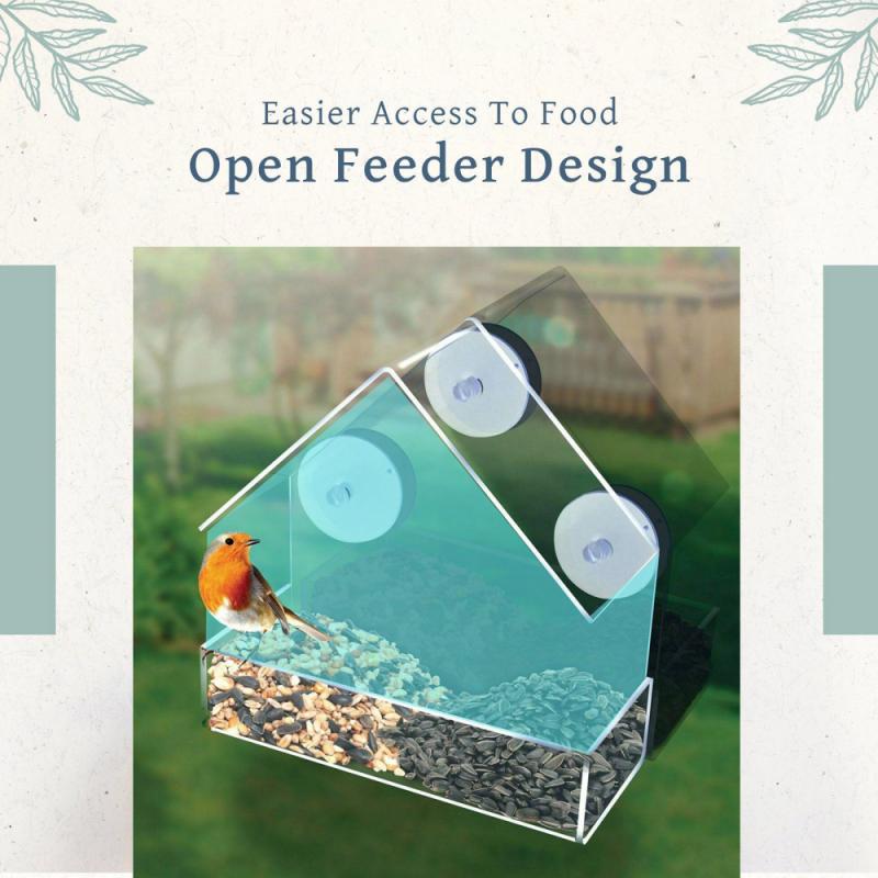 Venster Bekijken Vogelvoer Hotel Creatieve Venster Vogel Feeders Clear Glazen Tafel Pinda Opknoping Zuig Voor Huisdier Vogels