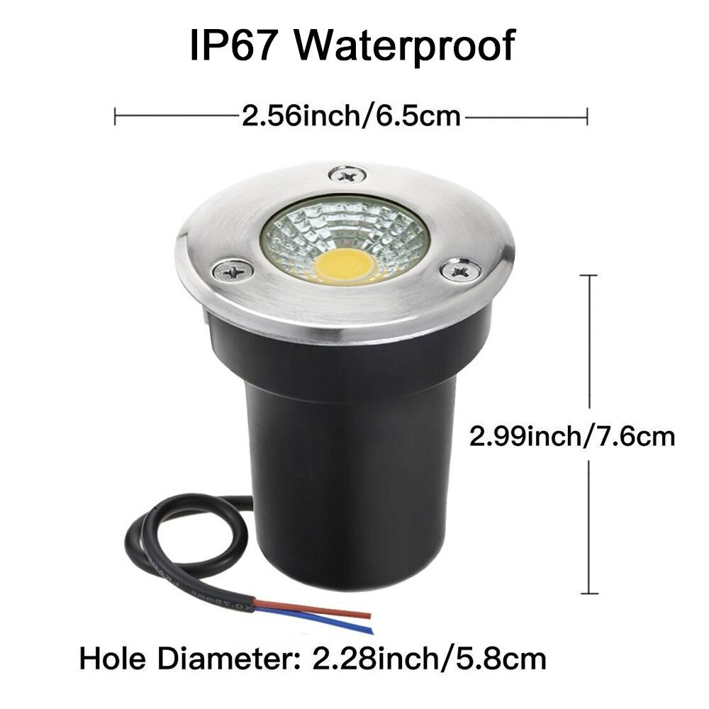Landscape Lights 3W LED COB Lights 12V Ground Lights IP67 Waterproof Landscape Lighting Spotlight for Driveway Deck Step Garden