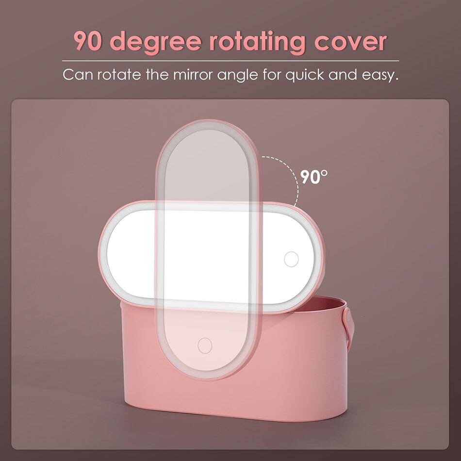 Podświetlane lustro robić makijażu skrzynka Organizer na kosmetyki z oświetleniem doprowadziło lustro robić makijażu kreatywne 2 w 1 przenośne pudełko na przybory robić makijażu