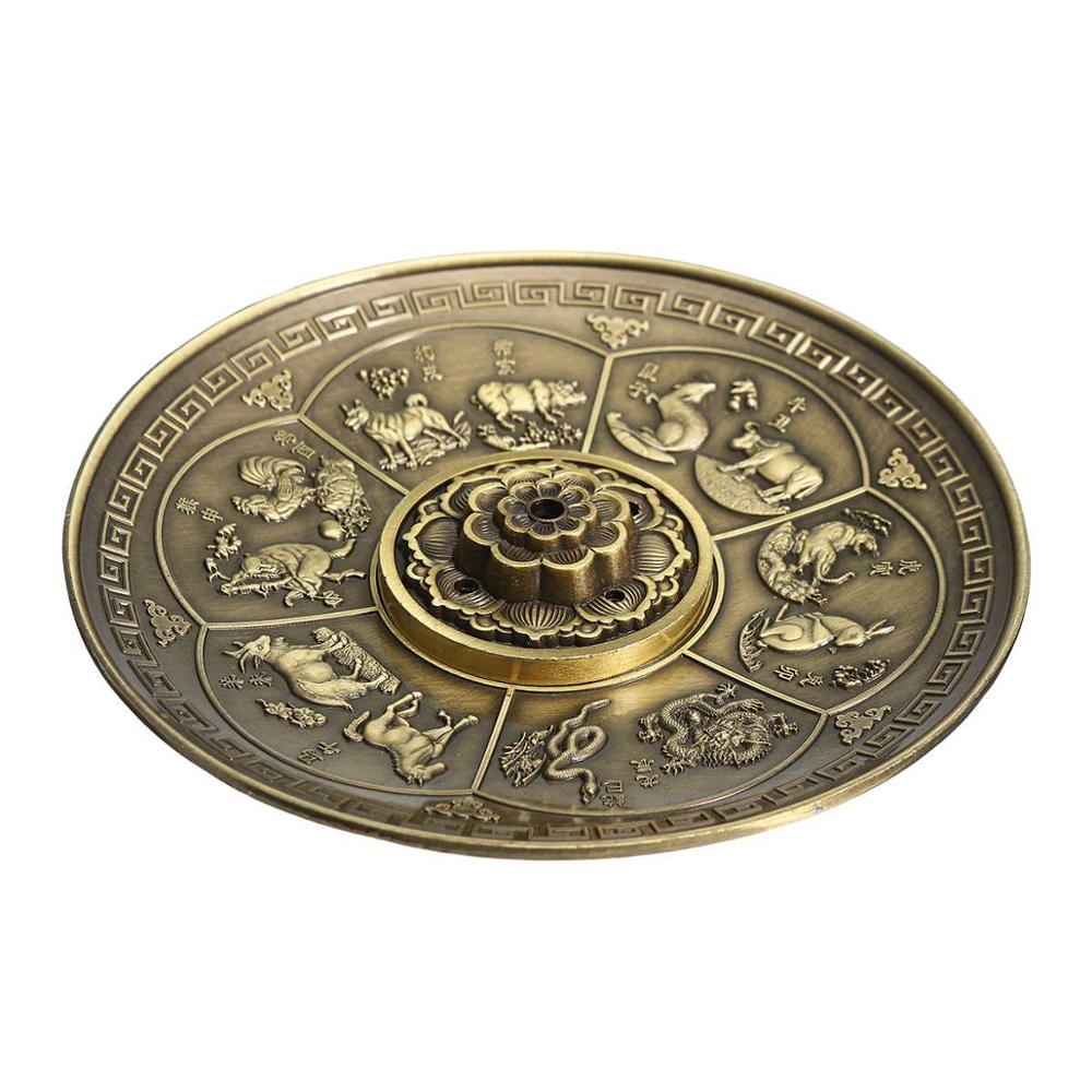 Retro 5 huller lotus røgelse brændere drage røgelse holder pind kegle røgelse tallerken buddhisme hjemmekontor dekoration håndværk: Stjernetegn bronze