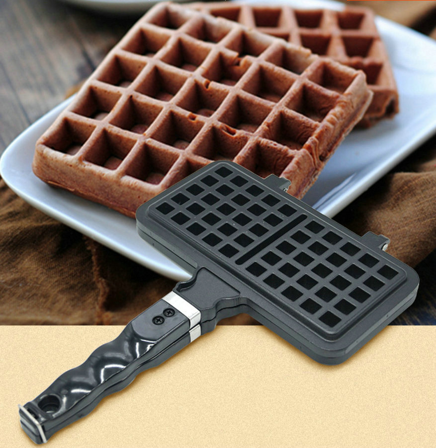 Gas calor mini placa para gofres gofre cuadrado de teflón, molde de silicona para hornear 2 cabeza 2 Red de pan no-Stick superficie de cocción