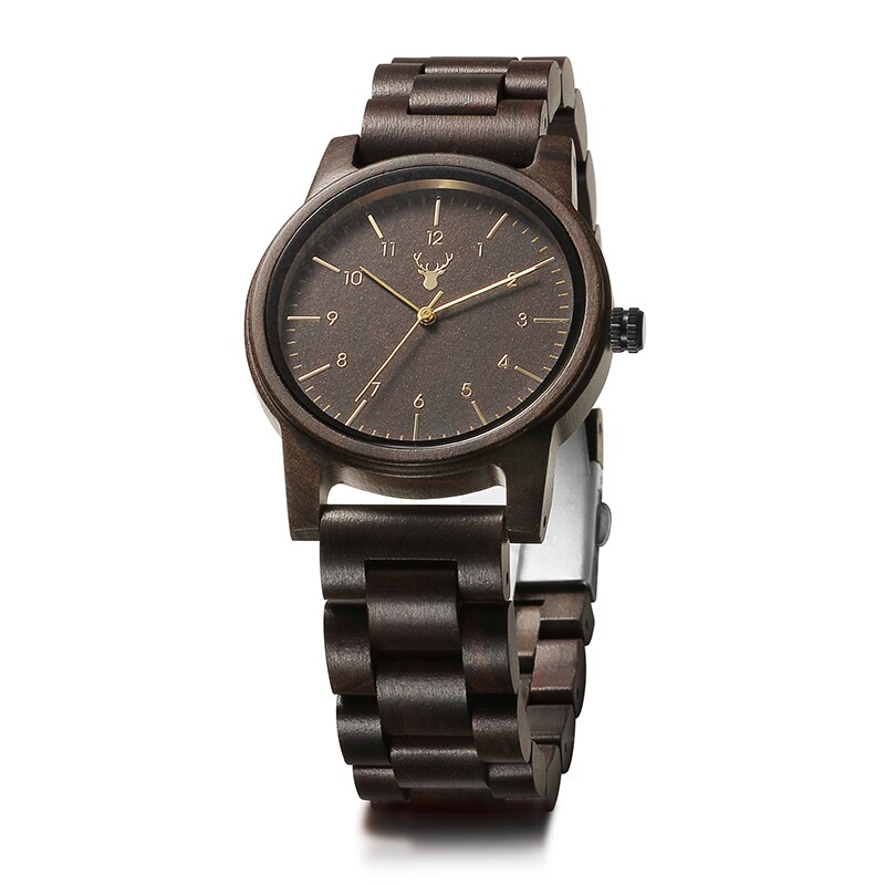 LeeEv Hout Horloge voor Mannen Vintage Houten Quartz Horloge voor Man Geen Logo: black