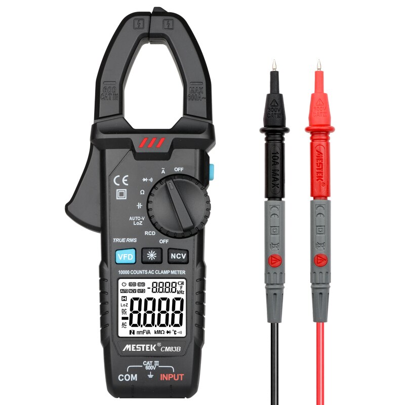 Digital Clamp Meter 600A AC Current AC/DC Voltage Ohm True RMS Auto Range VFD Capacitance NCV Tester Ammeter Multimeter
