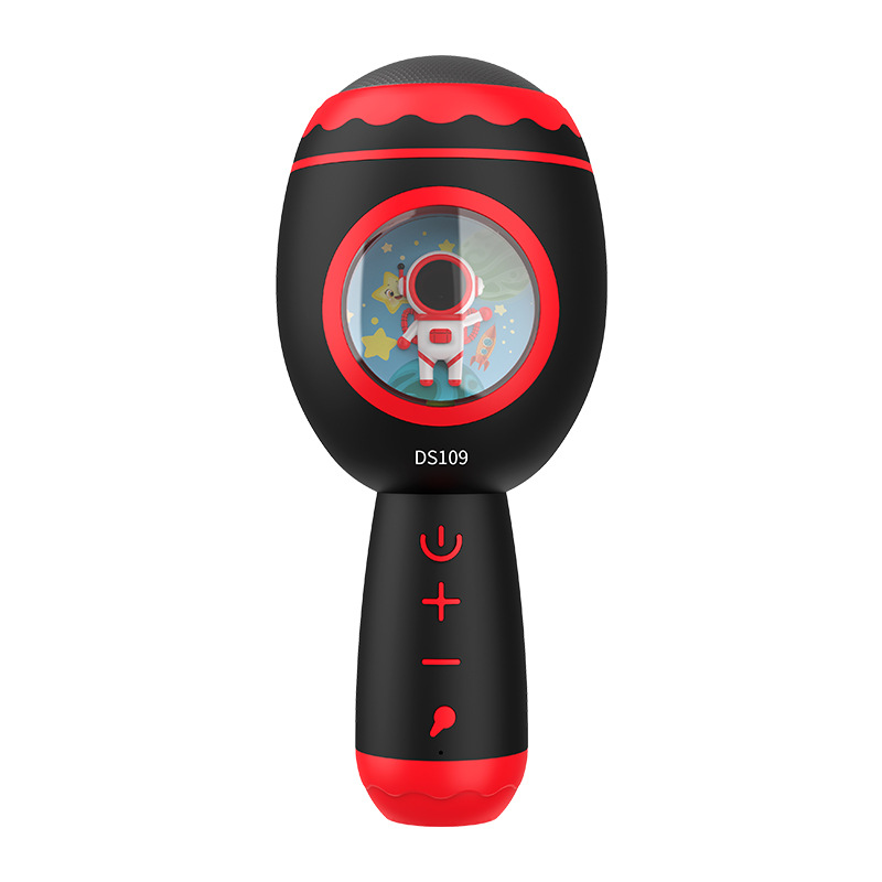 Mini Wireless Bluetooth Microphone Cartoon Microphone Speaker All-in-one Voice Changing Colorful Light Speaker Portable Home KTV: black